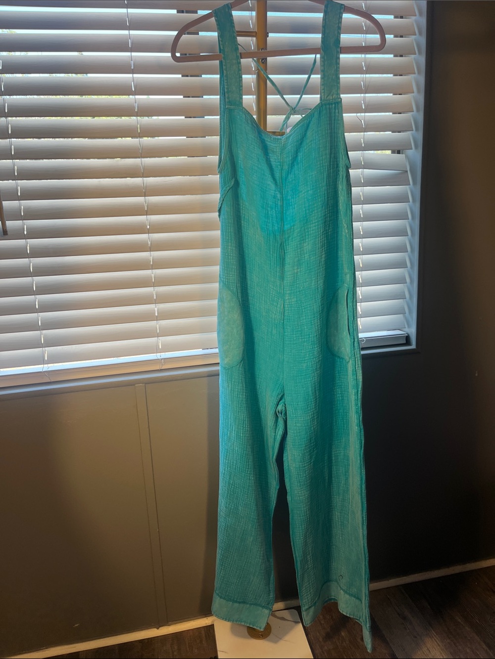 Zenana Outfitters Teal Sleeveless Wide-Leg Jumpsuit